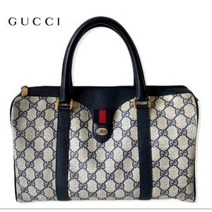 Vintage Gucci navy satchel handbag